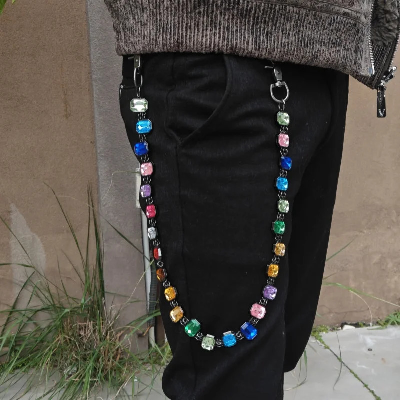 Concise Colour Agate Crystal Pants Chain Men And Women Ones Waist Accessories Gothic Ethnic Style Y2K Locomotive Chain 250303