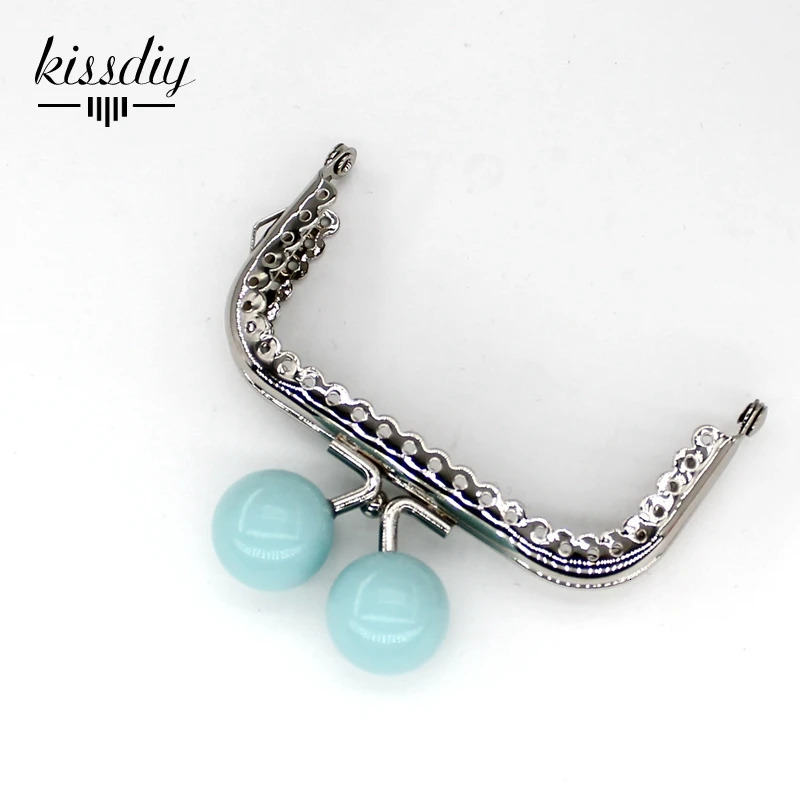 KISSDIY 10 pieces 85cm large candy bead metal wallet holder square smooth silver lace coin kiss buckle accessory 250311