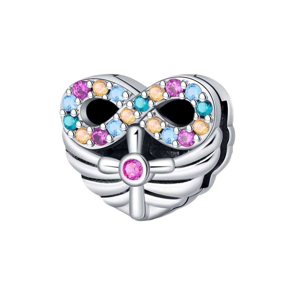 925 Sterling Silver Charm Flat Buckle Four Leaf Clover Eye Sun Hanging Bead DIY Jewelry Accessories Fit silver Snake Bracelet For women jewelry gift
