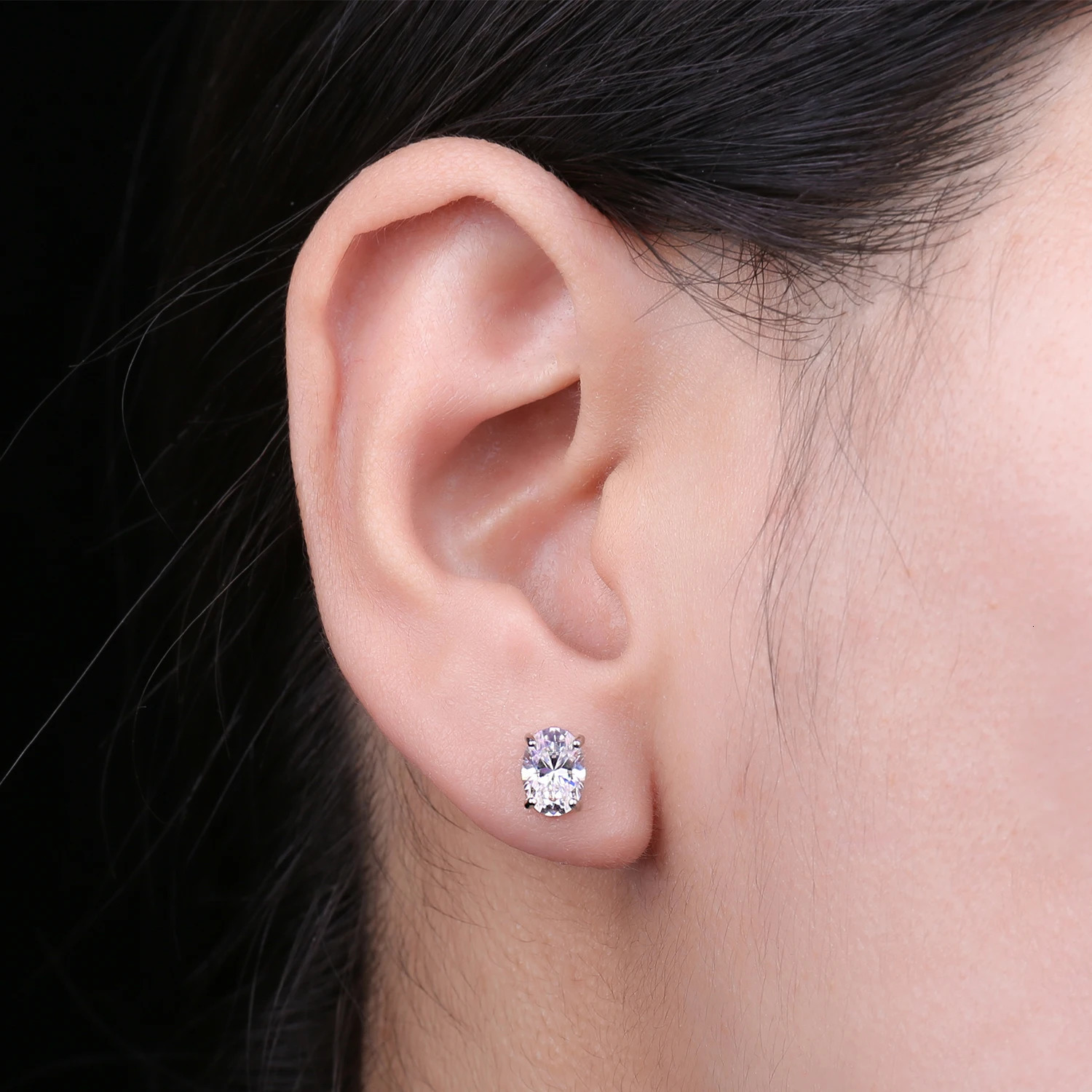 Jewelry D Color Total 2ct Oval 925 Sterling Silver Stud Earrings for Woman Fine Jewelry Yellow Rose Gold Plated 250213