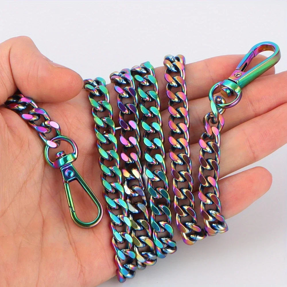 Rainbow Purse Chain Straps Flat Strap Replacement Colorful Handbag Accessories for Crossbody Shoulder Bag 250311