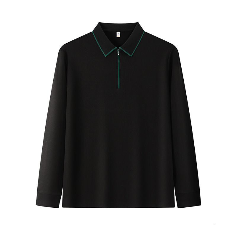 tracksuit Long sleeved polo shirt business casual trendy zipper autumn and winter thin velvet brushed men's youth knitted T-shirt