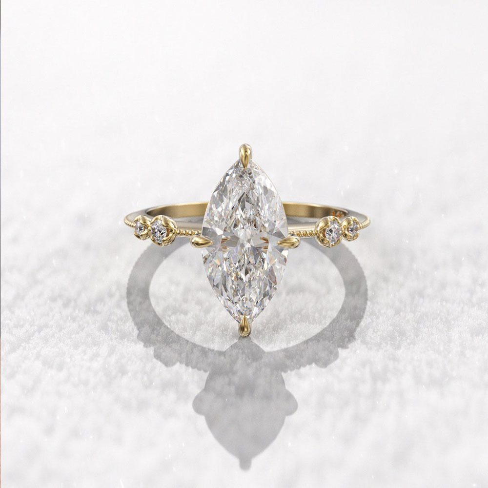 Choucong Ins Top Sell Wedding Rings Vintage Jewelry 925 Sterling Silver 18K Gold Fill Marquise Cut White Lab Moissanite Diamond Lady Women Engagement 