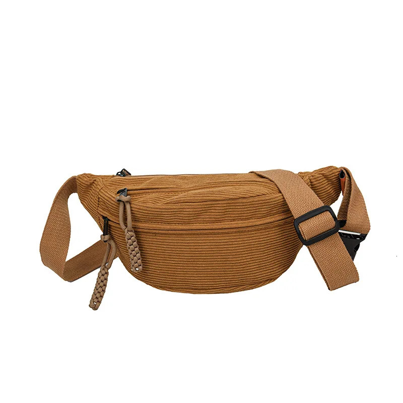 Casual Corduroy Belt Bags for Women Fashion Fanny Pack Female Banana Waist Bag Hip Purse Shoulder Crossbody Chest Bag Pocket 250311