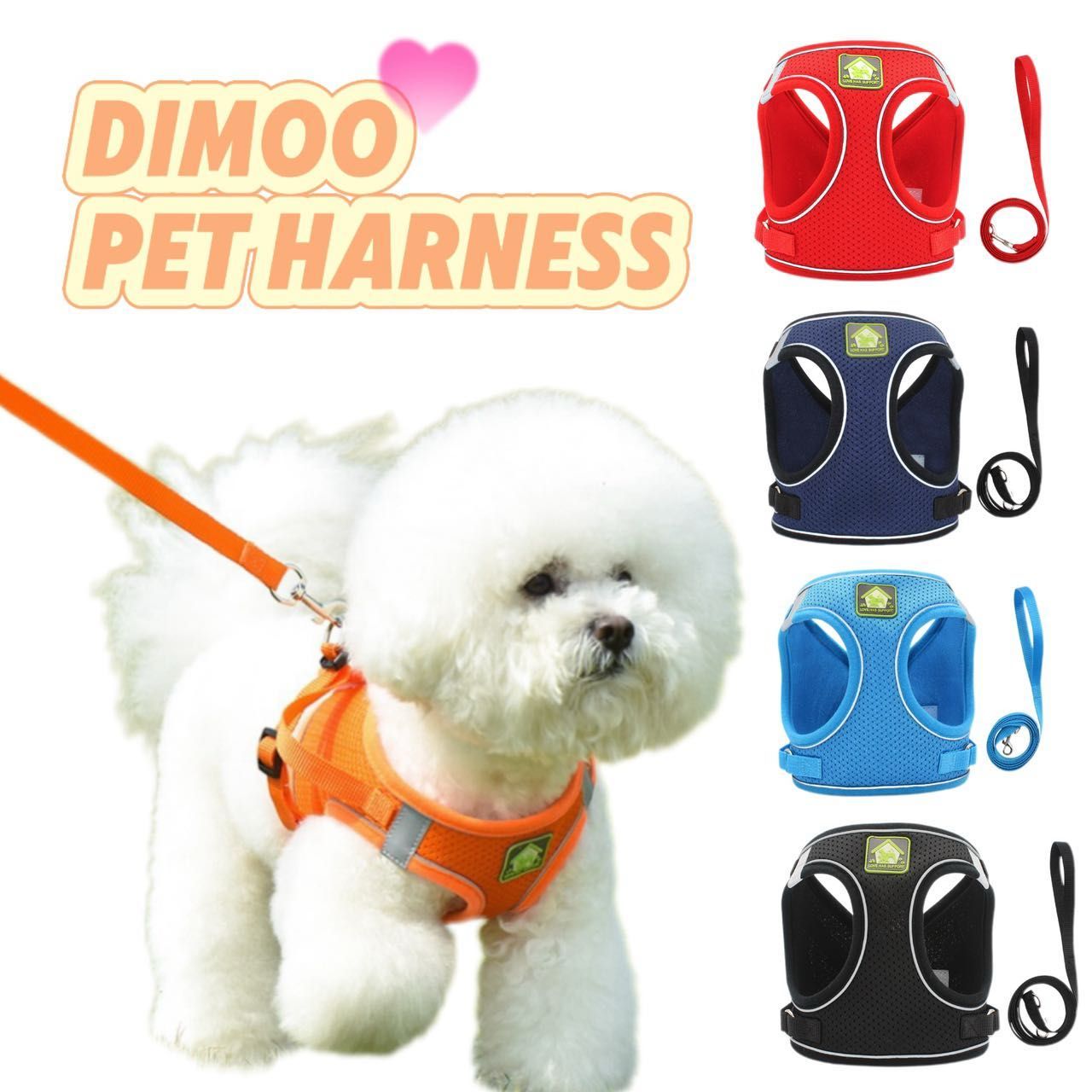 Cat and dog chest strap, reflective anti slip, easy to put on and take off, with traction rope, suitable for small and medium-sized pets