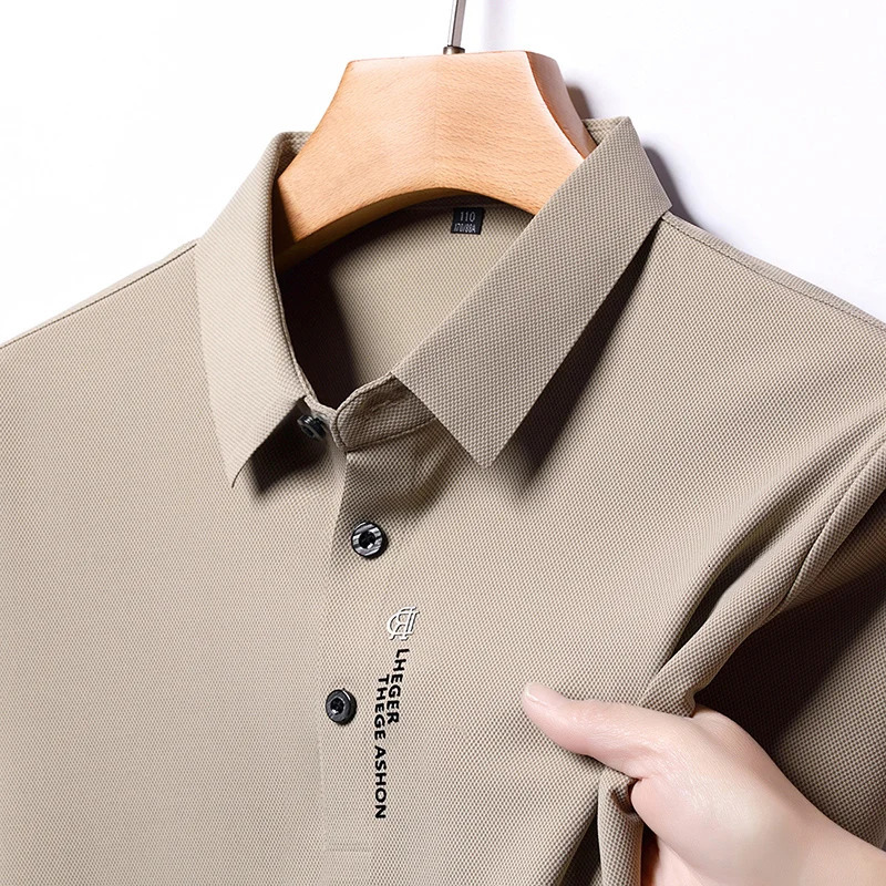 Polo Shirt Short Sleeve Summer Fashion y Business Casual Cool Feeling Ice Silk Breathable Men Clothing 250311