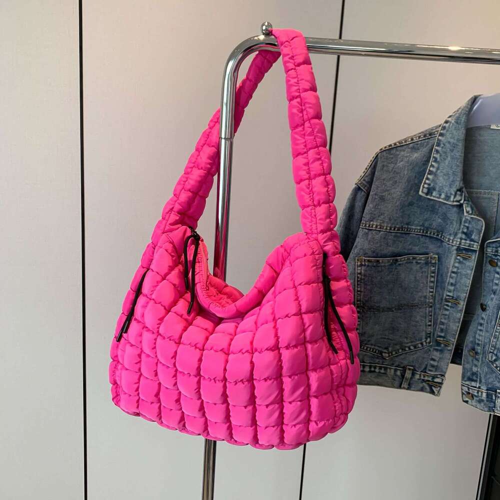 Folded Cloud Women's Fashionable One Shoulder Crossbody Double Side Pull Capacity Down Cotton Coat Tote Bag B2
