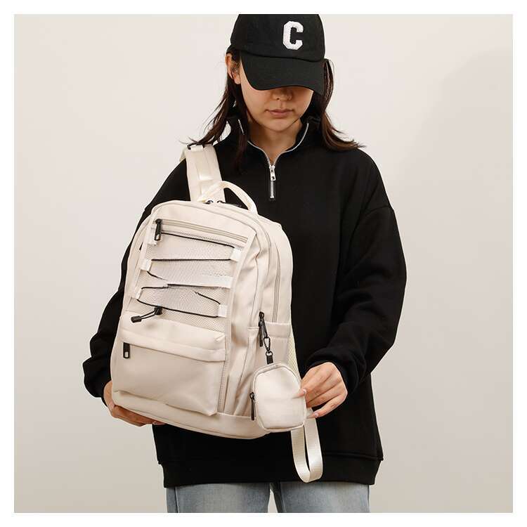 Trendy brand fashion drawstring backpack nylon casual backpack large capacity Korean version trendy high school student backpack two-piece set
