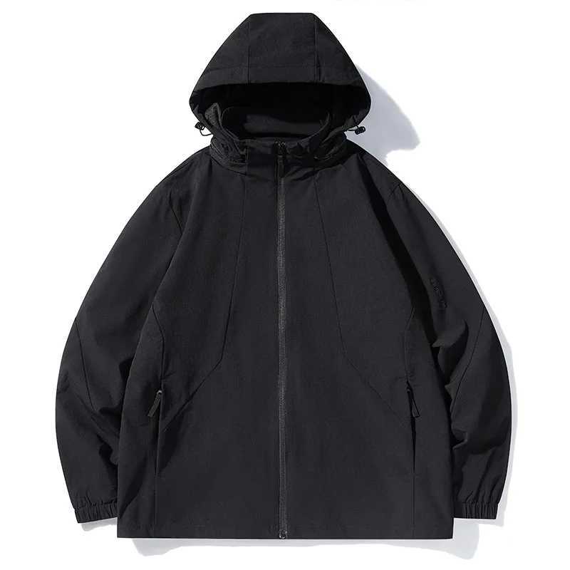 Elastic Jacket for Mens Spring and Autumn Sports and Leisure Cardigan Trendy Hooded Single Jacket Summer Thin JacketT250311
