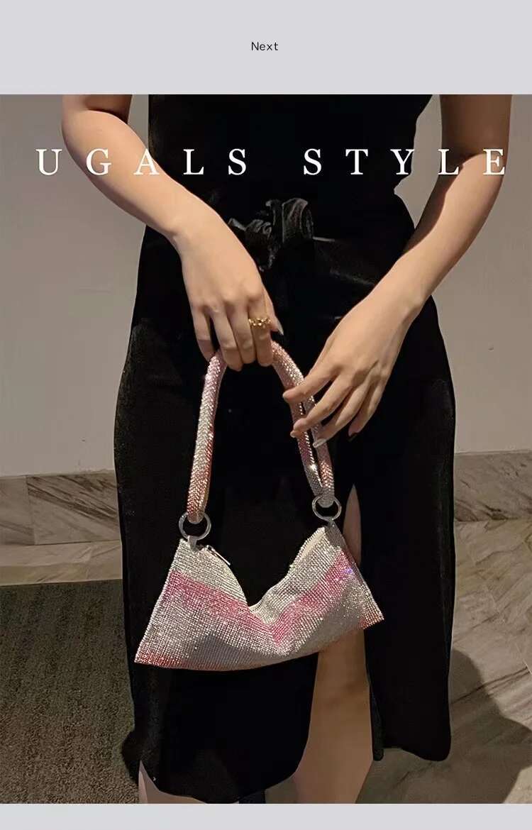 Designer Women's Handbag Bg Shiny Rhies Dia Evening Wedding Party Clutch Purse Shoulder Underarm Bag