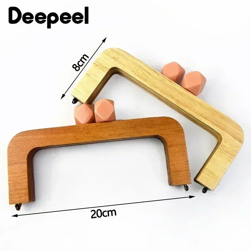 Deepeel 20cm Wooden Purse Frame Handbag Handles Women Woven Bags Wallet Clamp Handmade Closure Brackets DIY Bag Accessories 250311