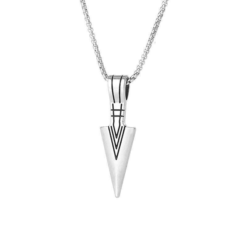 Personalized Triangle Spear Head Pendant Hip Hop Punk Titanium Steel Men's Necklace
