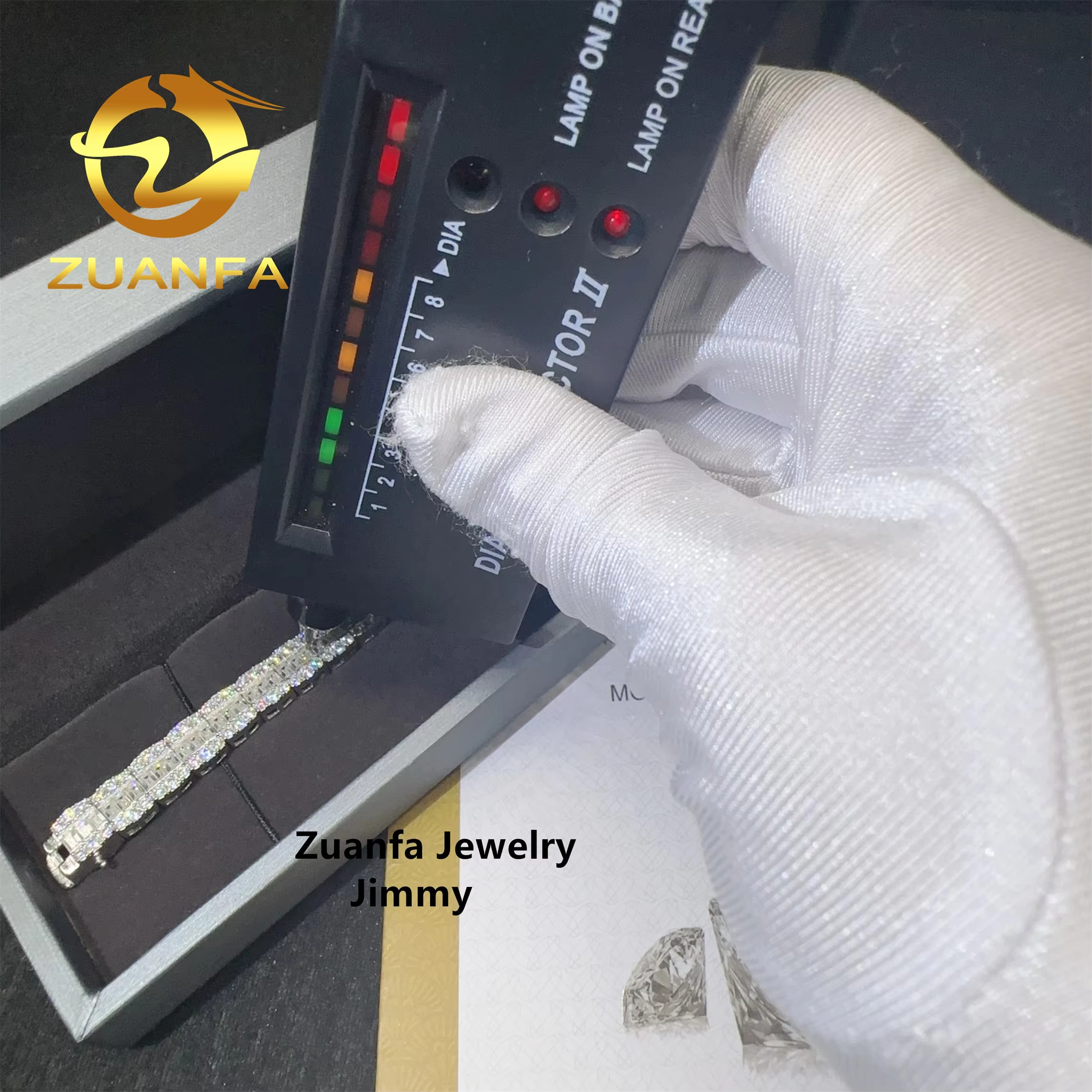Fashion Style 8.5MM GRA Certificate Hip Hop 925 Silver White Color VVS1 Bgauette Moissanite Diamond Cluster Tennis Bracelet Men