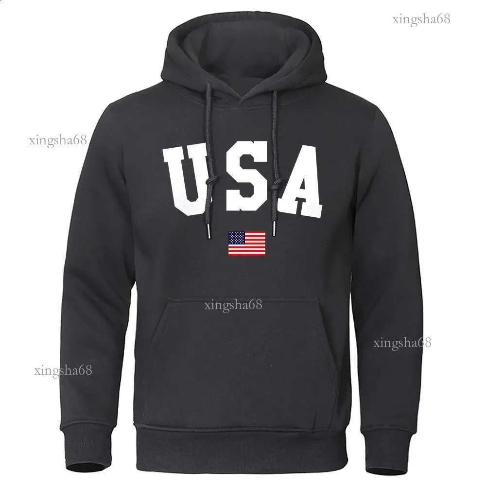 Capital Usa And Flag Of The United States Men Sweatshirt Japan Anime Clothes Autumn Loose Hoodies Fashion Pocket Warm Pullovers 24
