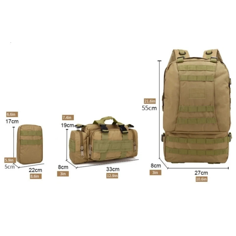55L Tactical Backpack Trekking Hiking Bag Men Rucksack Outdoor Sport 3 Days Camping Hiking Travel Climbing Backpack Mochila 250305