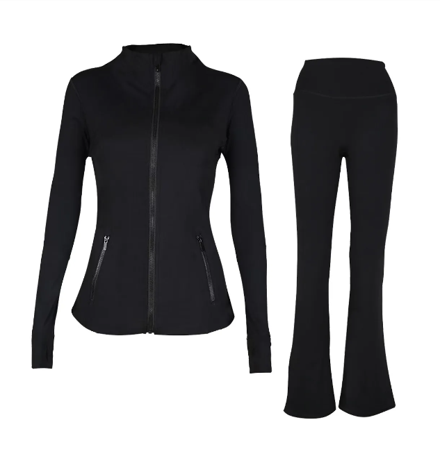 2025 womens yoga set spotes zippered cardigan long sleeved slim fit running fiess definition gym sports jacket Bell-bottom Suits Tracksuits Set design