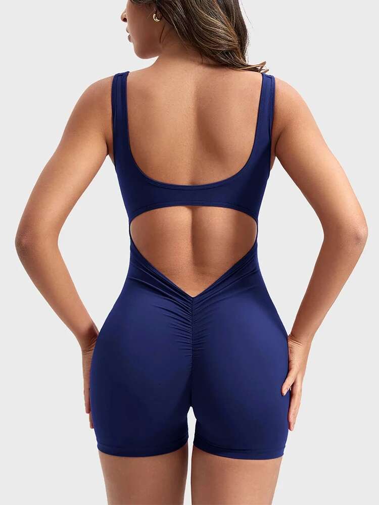 2024 Summer New Shoulder Straps Sexy Slim Hip Lifting One-Piece Shorts High Waisted Sports Yoga Wear