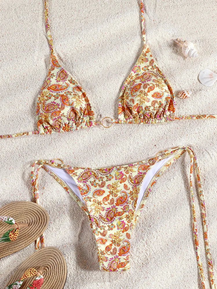 Miyouj Bikinis Printed Swimwear Women Sexy Swimsuit Bandage Bikini Set Beachwear String Bathing Suits Micro Biquinis 250310