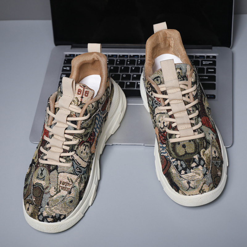 2025 Men's Breathable Fabric Sports Shoes Designer Fashionable And Casual Thick Soled High Top Shoes Low Top Lace Up Sports Men's Board Shoe