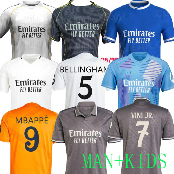 24 25 26 MBAPPE BELLINGHAM VINI JR soccer jerseys real final valverde CARVAJAL 2024 2025 2026 football shirt 4th CAMAVINGA Camisetas MaDrIdS men kids kit ENDRICK