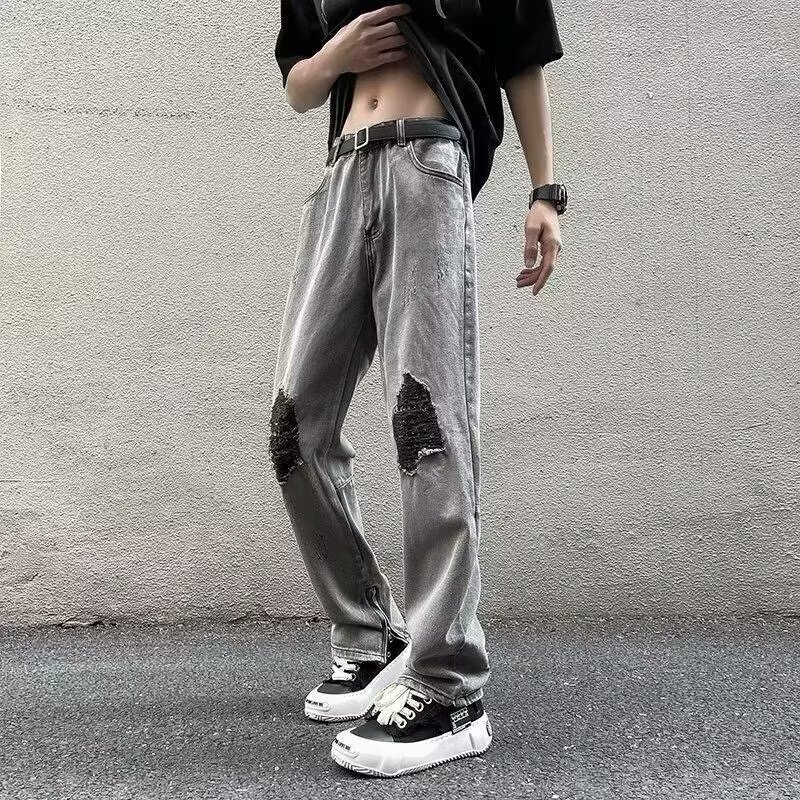 2025 Summer Split Jeans New High Street Trendy Vibe Designer Fashion Men s Pants Split Pants Street Hip Hop Apparel