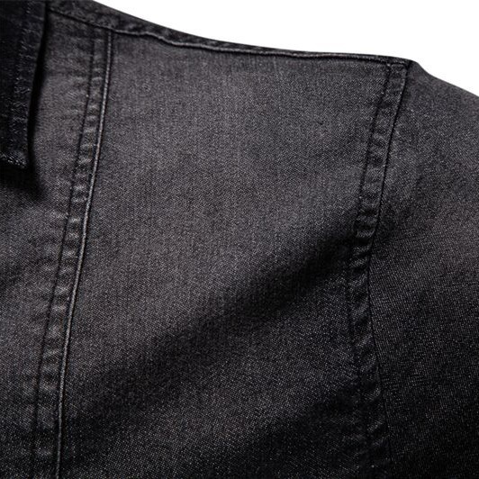 2025 Spring New Product European Casual Solid Color Men's Long Sleeve Denim Shirt Men