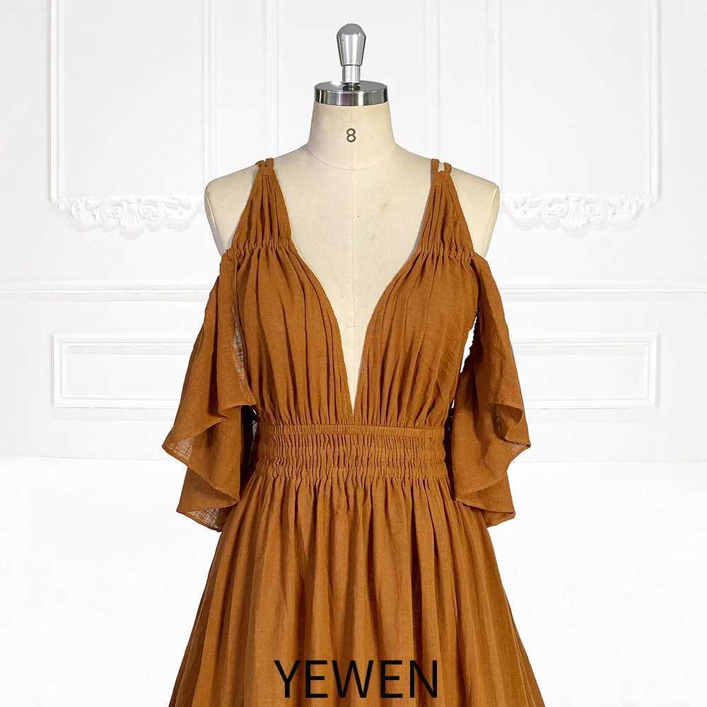 Elastic Waist Boho Beach Dress Side Slit Woman Photo Shoot Dresses Pregnancy Shooting Dress YEWEN YW231106 X250224