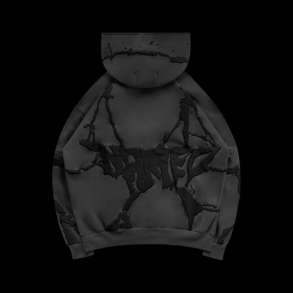 Thickened Velvet Foam Printed Three Color Hooded Sweatshirt For Autumn Winter, Loose And Personalized Set Y2k
