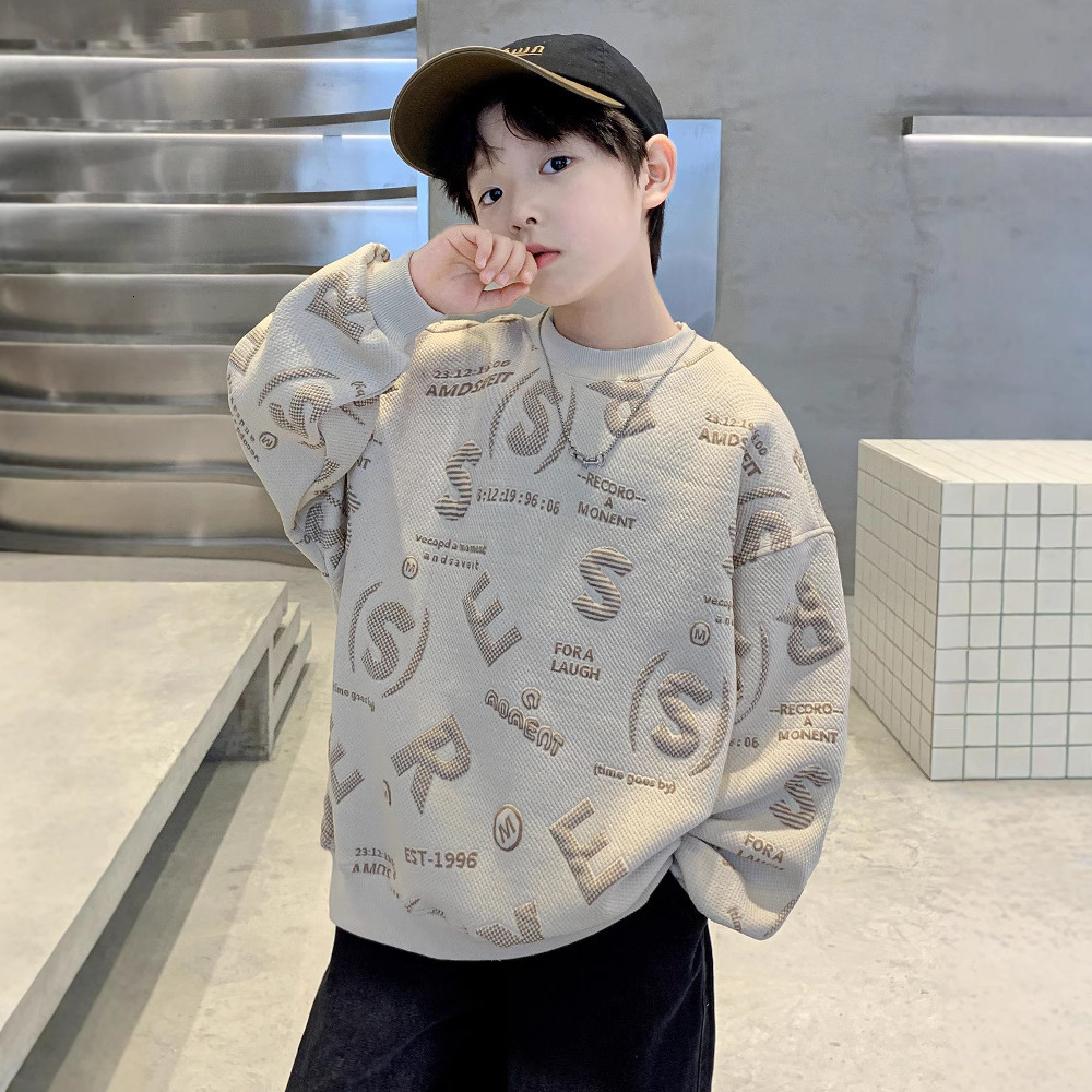 Ddmyshoesvip Autumn Hoodie New Style Handsome Top Middle And Large Children S Boys Spring Bottom Shirt Trendy