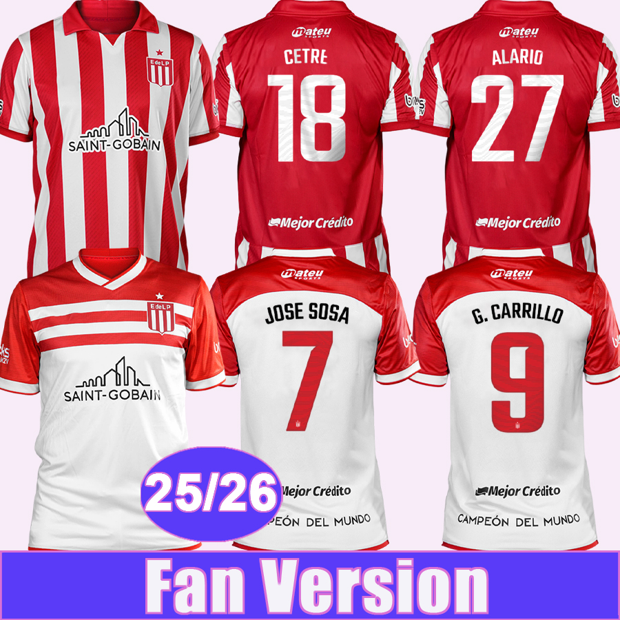 2025 26 Estudiantes de La Plata Mens Soccer Jerseys G.CARRILLO CETRE ALARIO S.ASCACIBAR NEVES M.MANSILLA JOSE SOSA Home Away Football Shirts