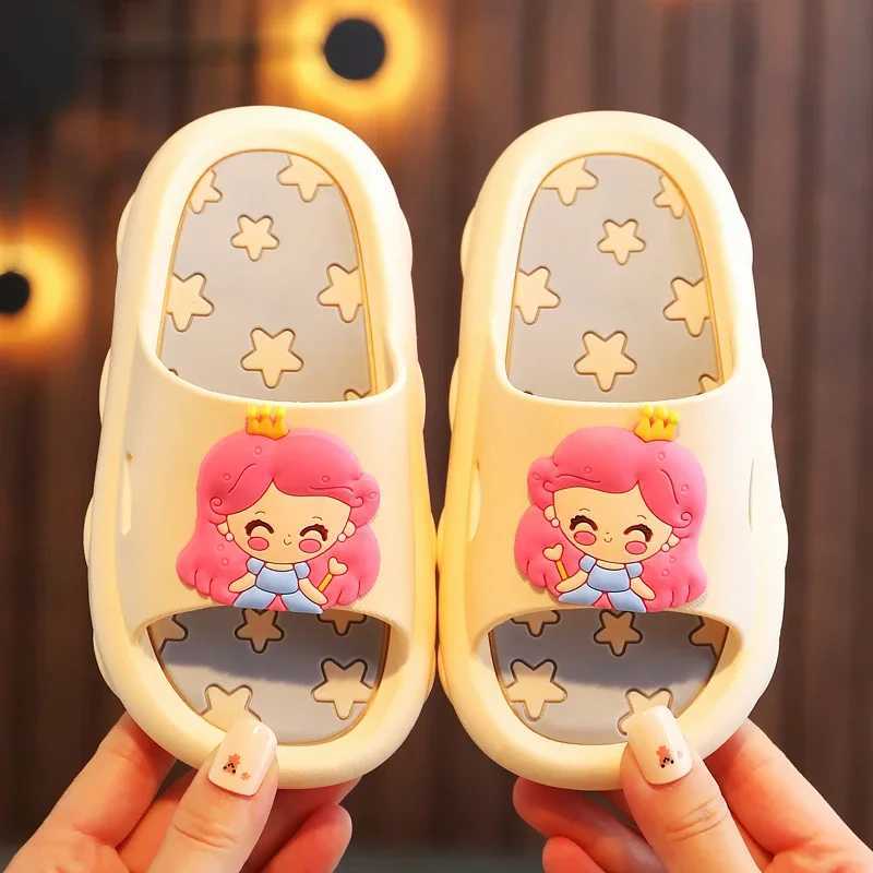 Aged 2-8 Childrens Home Slippers Girls Soft Sole Indoor Bathrooms Cartoon Cute Princess Style Sandals Summer Beach Floor ShoesT250311