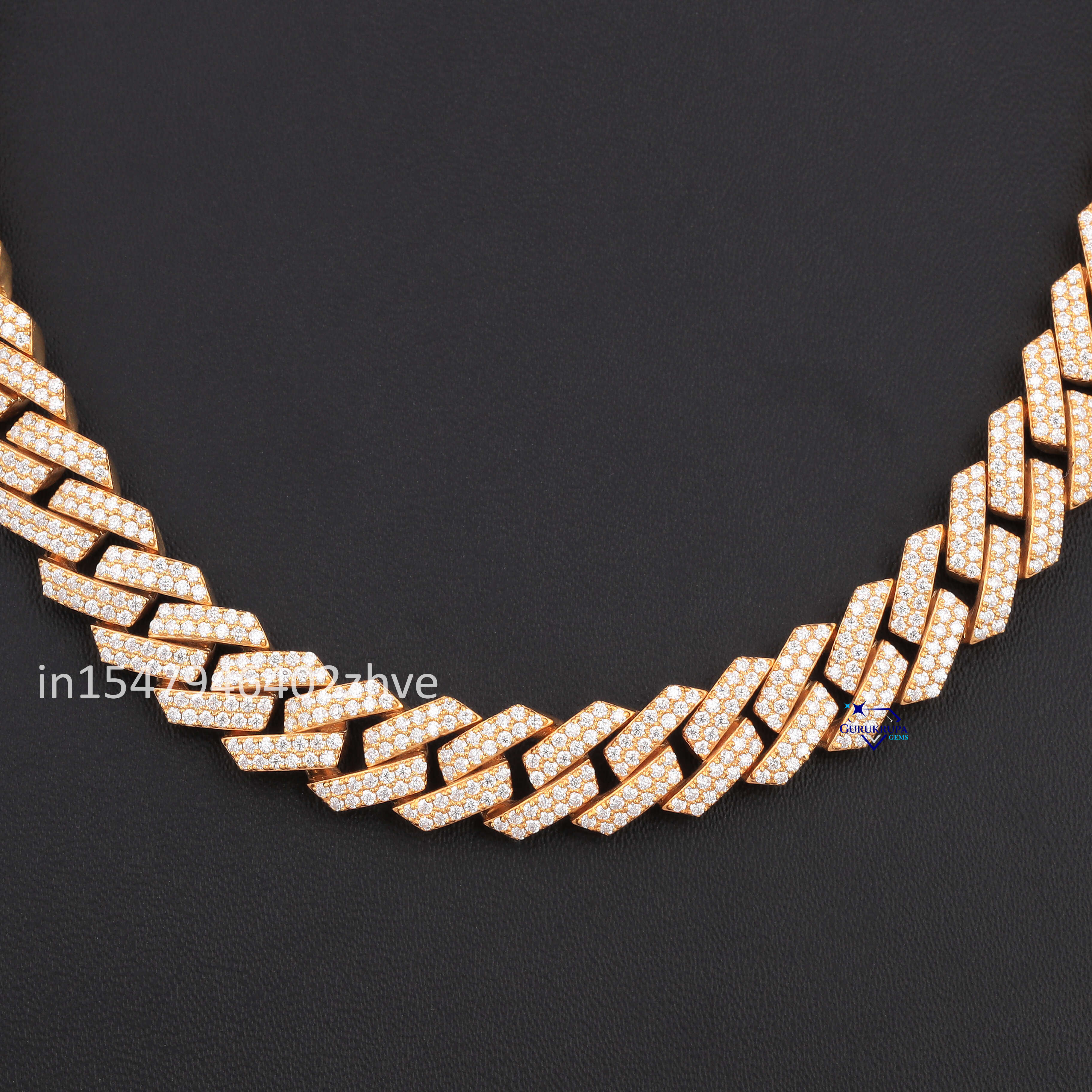 Customized 20mm Cuban Chain Necklace with 14kt Yellow Gold Round Cut Moissanite Dia Fashionable Weddings for Women Men Gift
