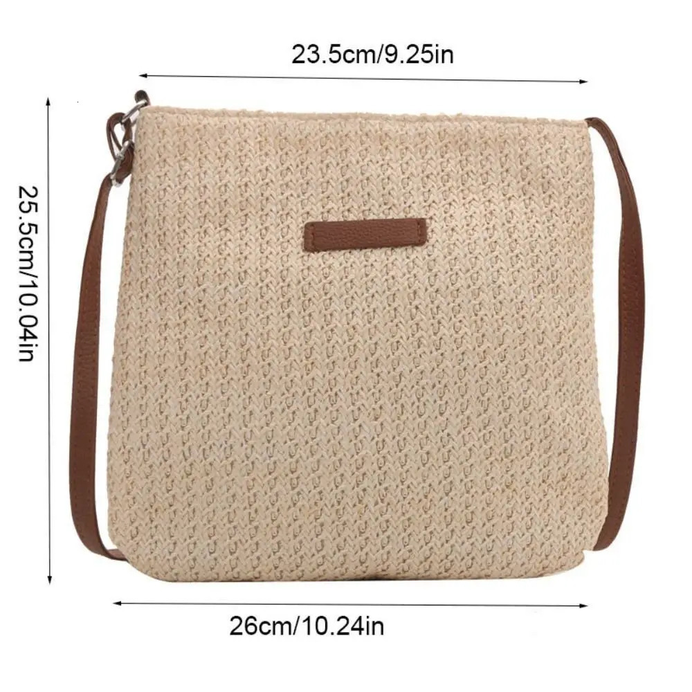 Ladies Fashion Summer Straw Crossbody Bag Women Beach Holiday Shopping Woven Shoulder Handbag Messenger Purses For Women Bags R250311