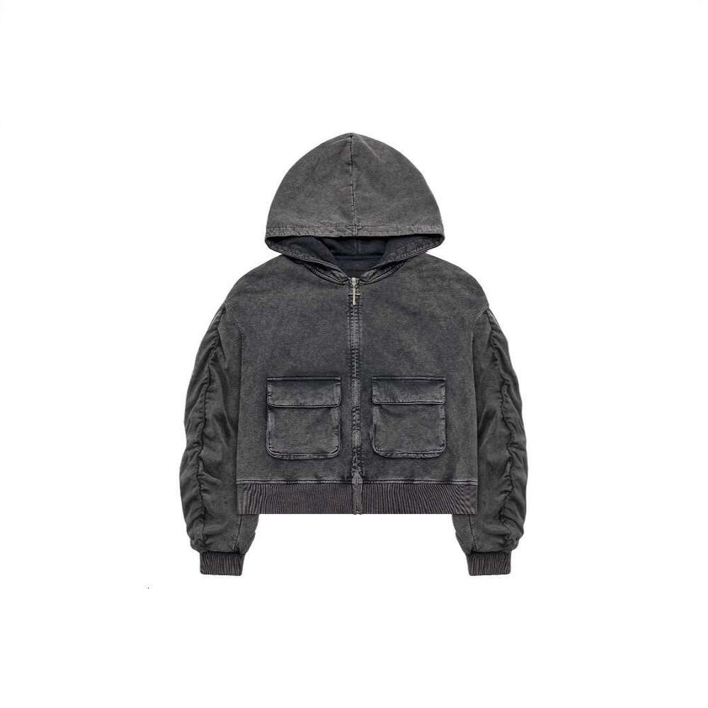 2025 New Hoodie Y2k Gray Vintage Street Fashion Brand Men's And Women's Hooded Cardigan Jacket