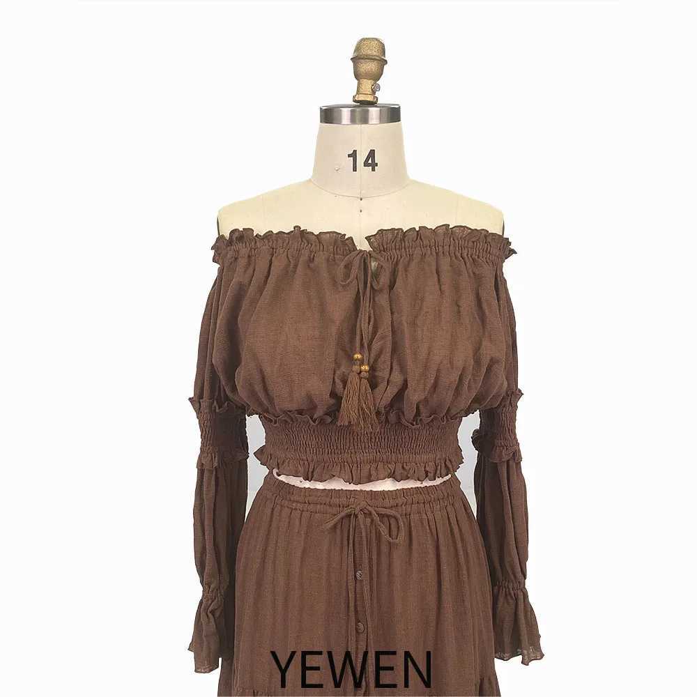 Two Pieces Set Dress Adjustable Waist Woman Boho Photo Shoot Dresses YW231071 X250224