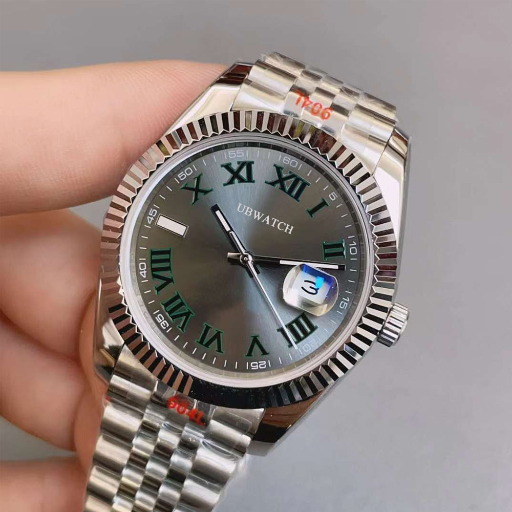 ST9 Upgraded Automatic mingzhu2813 Movement 41MM Fluted Bezel Watch Watches Stainless Steel Lume Wimbledon Dial Mechanical Mens Wristwatches