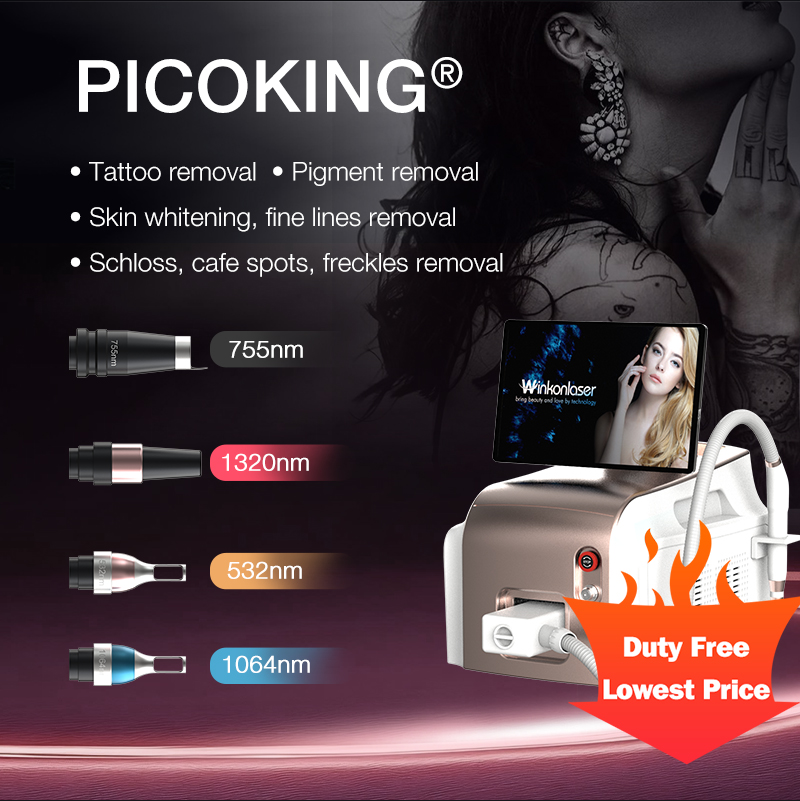 Picosecond Laser Machine Professional Q-switched laser Tattoo Pigments Removal Machine Laser Melasma Removal device 4 probes