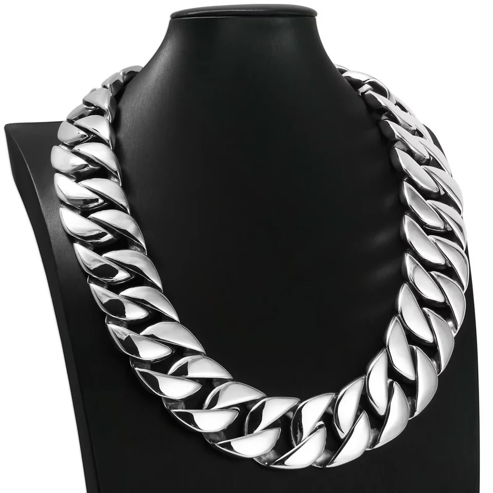 316L steel casting 32mm wide mens golden domineering heavy necklace hip-hop trend Cuban chain Christmas gift for frien 250311