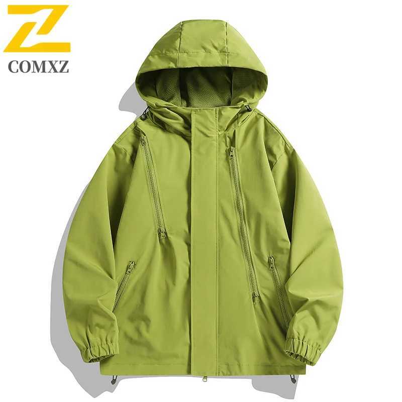 2025 New Full Zip Design Windbreaker Jacket Men Women Waterproof Jacket Male Autumn Casual Outdoor Camping Riding Hooded CoatT250311