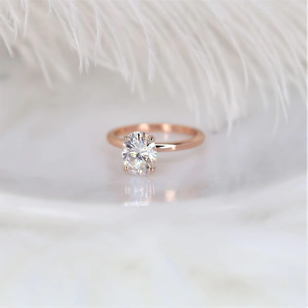 Natural Moissanite Oval Cut White Gemstone With 14k Rose Gold Ring for Women and Girl and Making Jewelry for Her