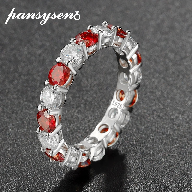 PANSYSEN 4MM 03CT D Color VVS1 Rings for Women Engagement Wedding Bands 925 Sterling Sliver Ring Wholesale 250213