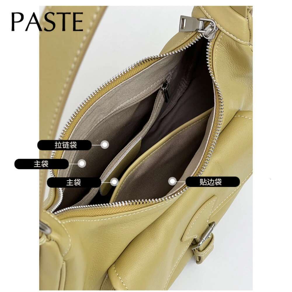New Euro Stylish Cream Beige Light Yellow Color Armpit Tote 100% Genuine Cow Leather Women Shoulder Bag Leisure Handbag 2025