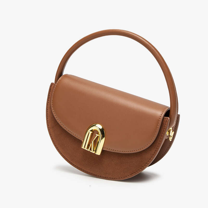 Women's Bags Handbag Genuine Leather Crossbody High-End And Niche Semi-Circular Bag, New Matte Fashionable Temperament, Women's Shoulder Bag