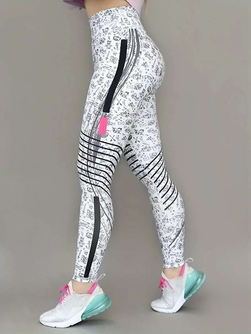 Small Icons Print Seamless Gym Yoga High Waist Booty Lifting Leggings Pants Women Clothing Fiess Wear