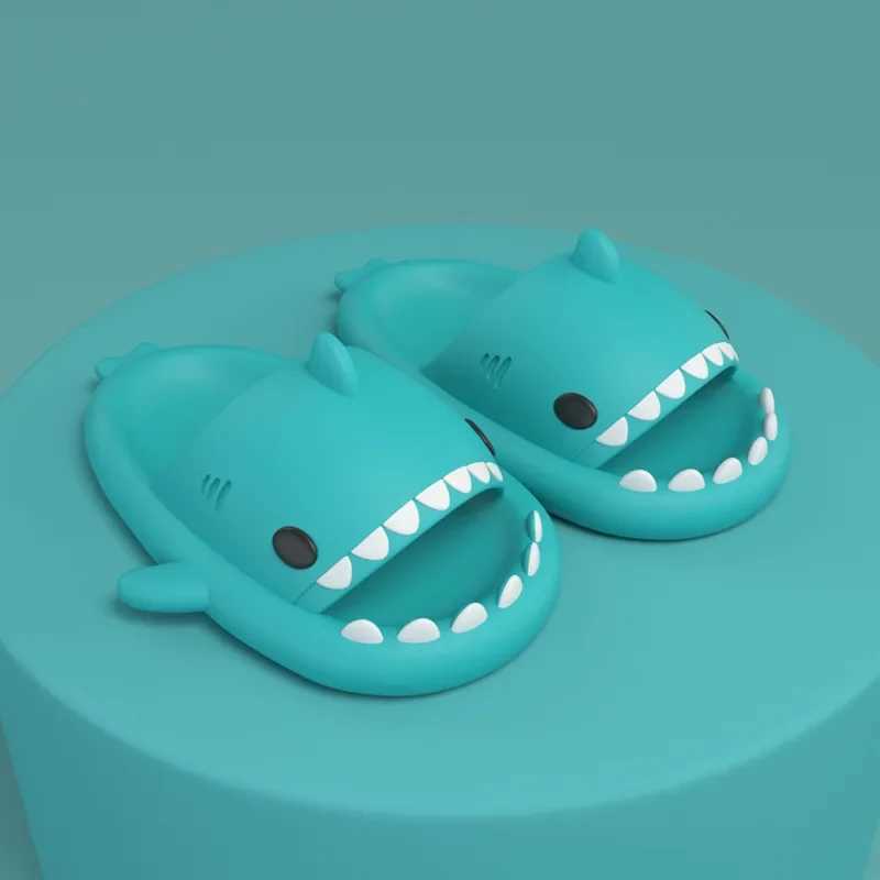 Summer Children Slippers Boy Girl Outdoor Beach Shoes Cartoon Shark Home Indoors Shower Flip Flops Soft Comfortable Kid FootwearT250311