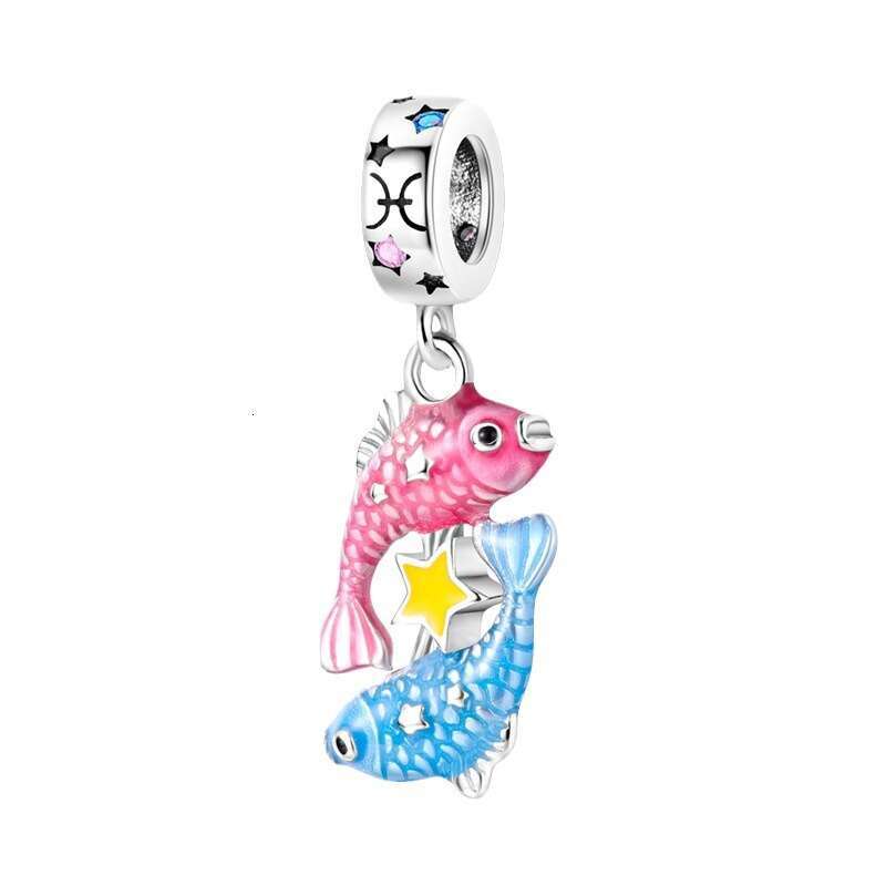 925 Sterling Silver illusion luminous twelve constellations pendant Charms fit bracelet DIY jewelry bracelet necklace for women gift