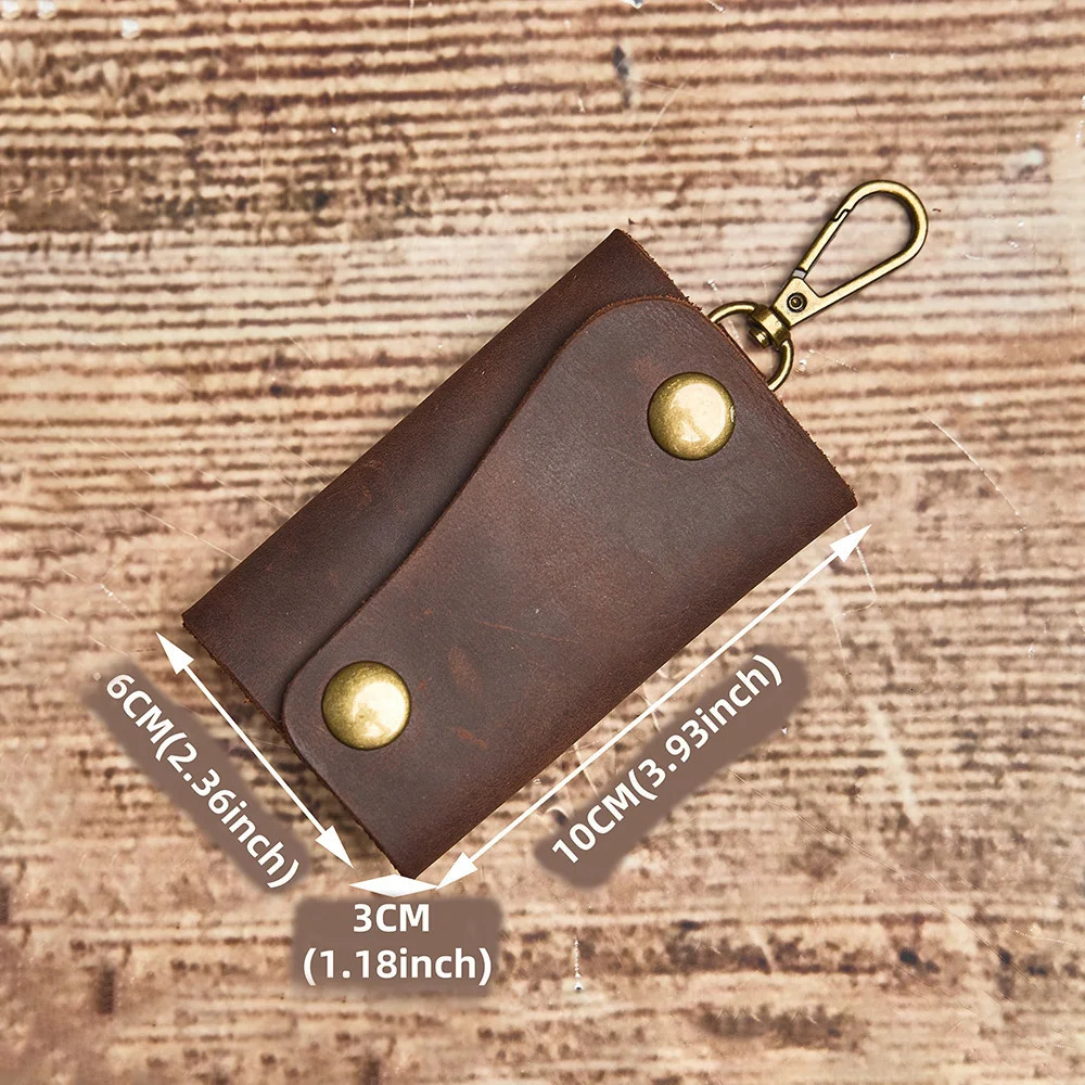 NUPUGOO Handmade Crazy Horse Leather Key Bag Mens and Womens Retro Genuine Simple Top Layer Cowhide Chain 250311