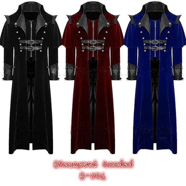 New Gothic Style Stage Performance Vampire Coat, Men's Trench Coat