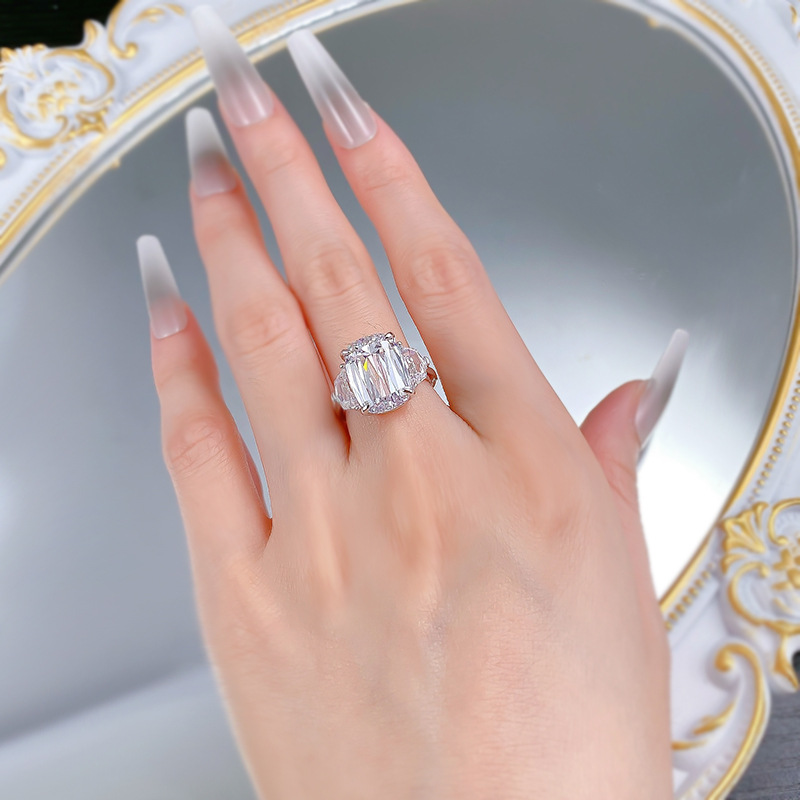 Dove Egg Large Cushion Shape White Moissanite Gorgeous Luxury Jewelry Eternity Soild 100% 925 Sterling Silver Party Promise Women Wedding Engagement B