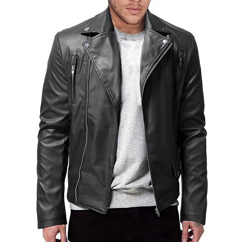 Fall and Winter New Mens PU Casual Leather Jacket Slim Motorcycle Leather Punk Red Jacket Mens Blazer S-5XLT250311